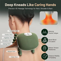 Portable Heated Finger Pressure Neck and Back Massager, Electric Deep Tissue 4D Simulation Hand Design, Relaxing Muscles