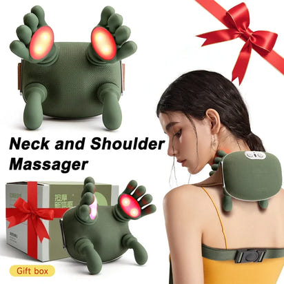 Portable Heated Finger Pressure Neck and Back Massager, Electric Deep Tissue 4D Simulation Hand Design, Relaxing Muscles