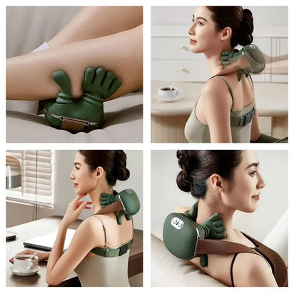 Portable Heated Finger Pressure Neck and Back Massager, Electric Deep Tissue 4D Simulation Hand Design, Relaxing Muscles