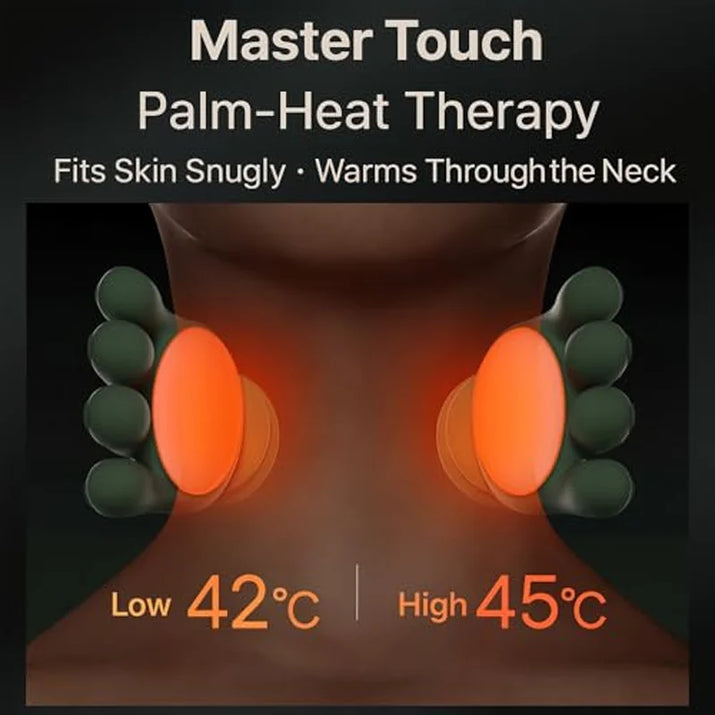 Portable Heated Finger Pressure Neck and Back Massager, Electric Deep Tissue 4D Simulation Hand Design, Relaxing Muscles
